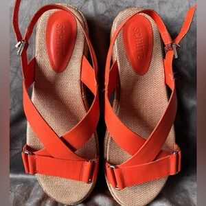 Schultz The Rachel’s Flame Orange BOHO Leather Sandals, worn once